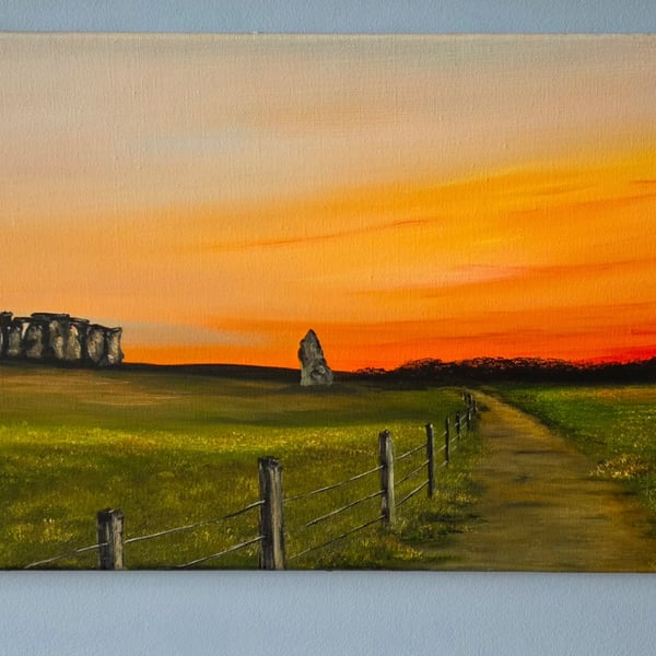 Stonehenge at sunrise on canvas
