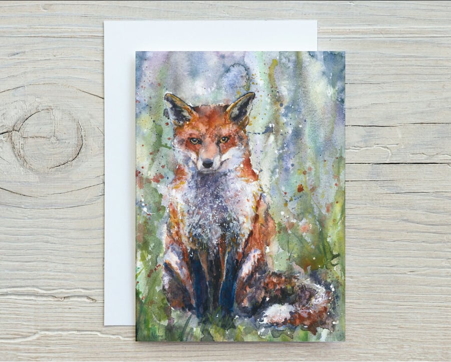 FOX BIRTHDAY CARD blank greetings card