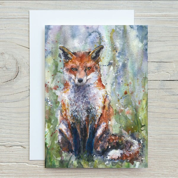 FOX BIRTHDAY CARD blank greetings card