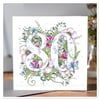 Flower meadow 80th birthday card 