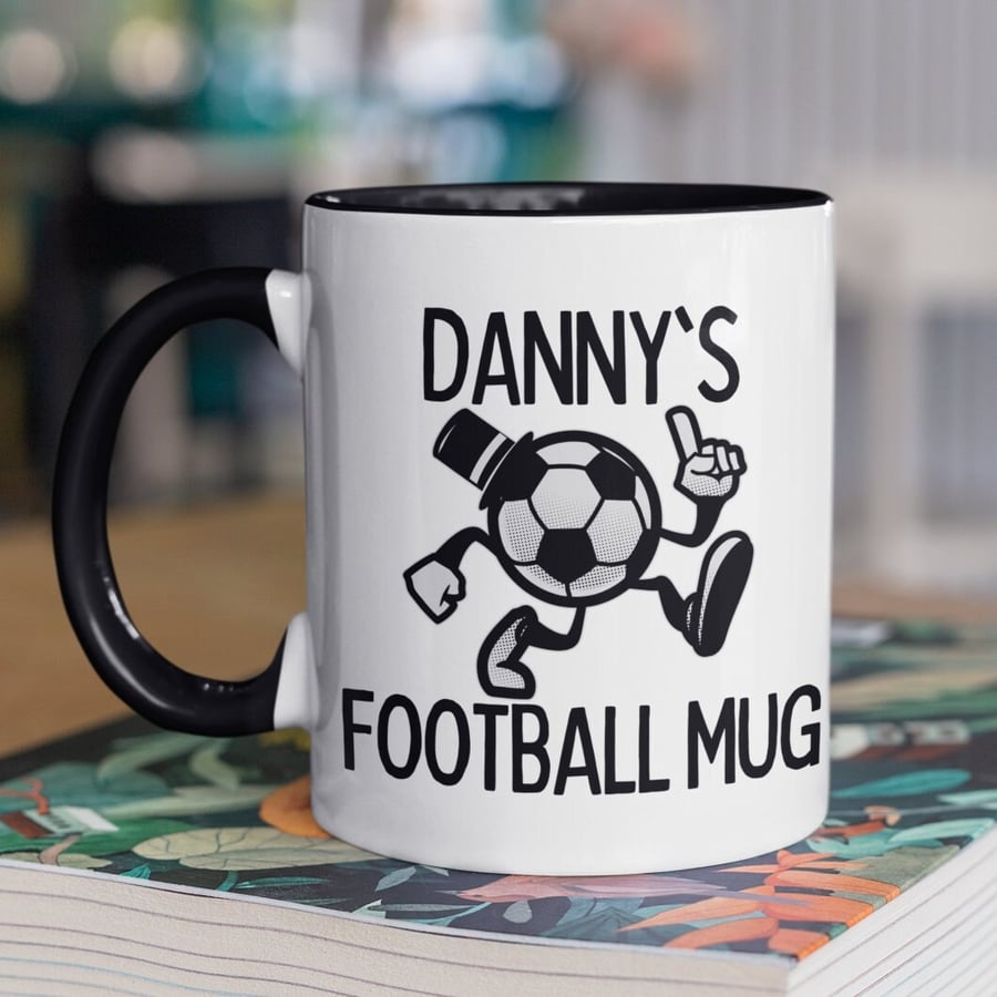 Personalised Football Mug - Customised Name Text Personalised Gift Present