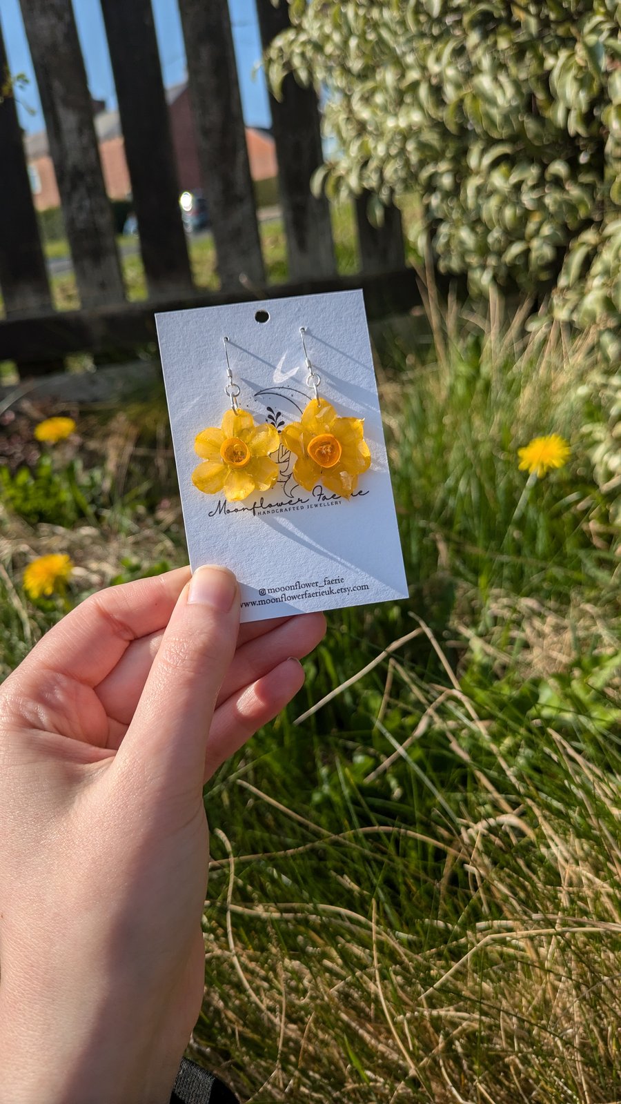 Real Dried Daffodil Earrings, Made To Order, Preserved Flower Jewellery 