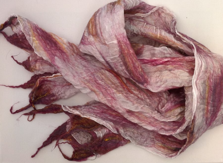 Scarf Nuno felted on silk 