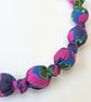 Pink, Purple, Blue & Green Liberty Print Fabric Necklace - Flower Portrait Print - Image 2