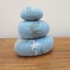 HAND FELTED PEBBLES  Abstract sea and beach in blue and turquoise