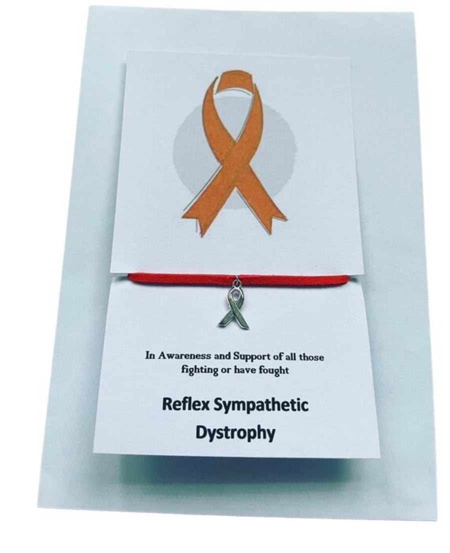 Reflex sympathetic dystrophy wish bracelet suede effect corded ribbon charm wish