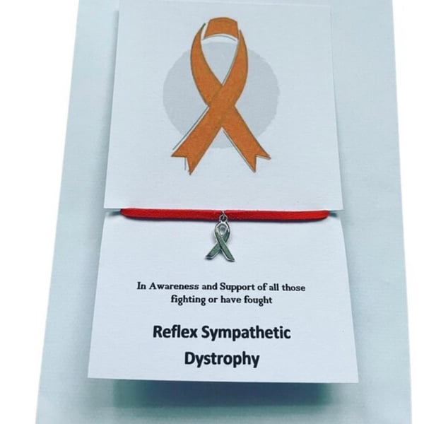 Reflex sympathetic dystrophy wish bracelet suede effect corded ribbon charm wish