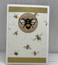 Greeting Card -  Embroidered bee, blank by Carolee Crafts PB2 -  0011
