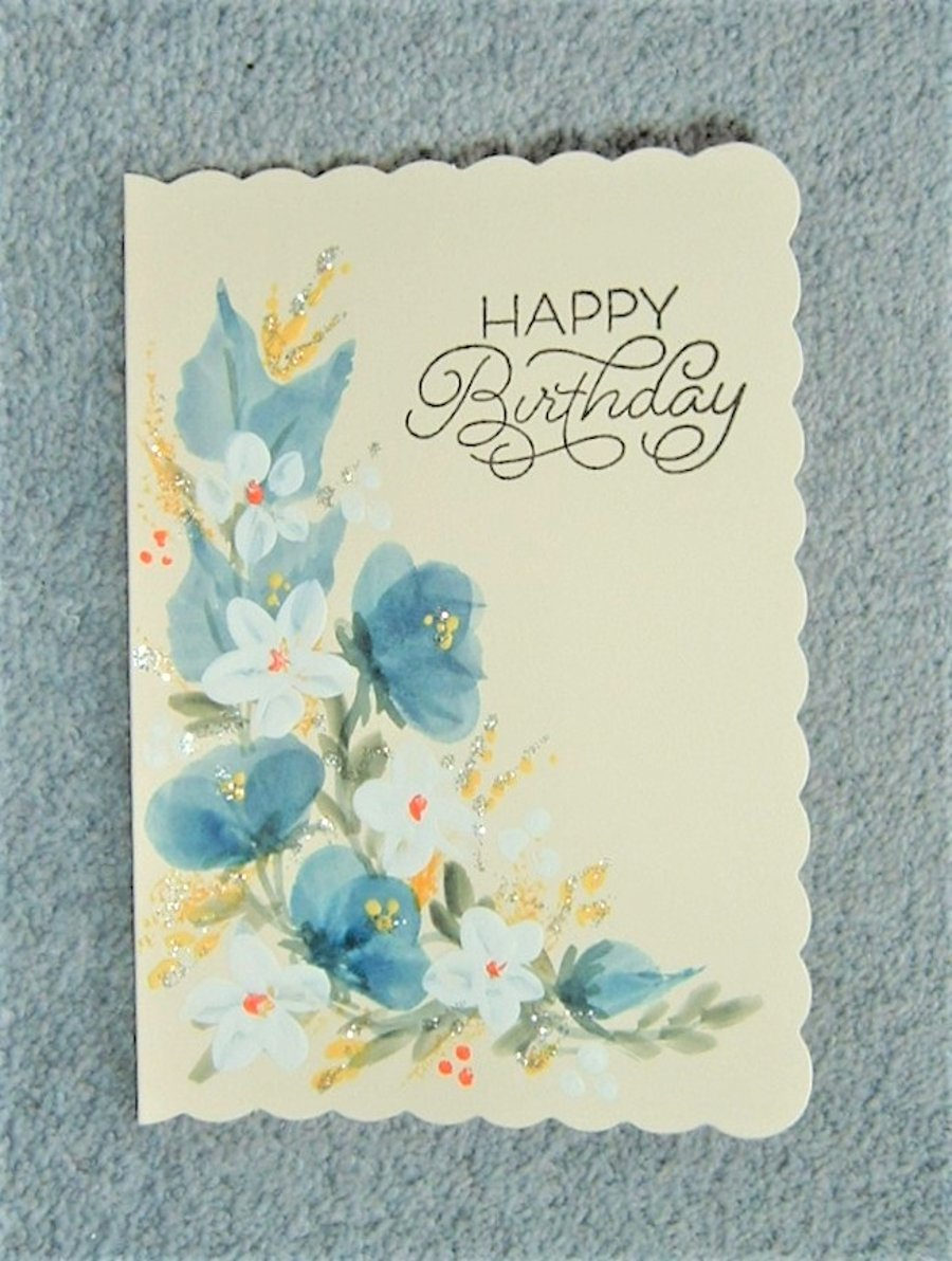 original hand painted Birthday card ( ref F 460)