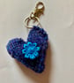 Hand knitted pure new wool denim key ring - Image 1