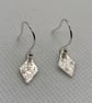 Pure silver, diamond shaped earrings with a starry pattern  - Image 1