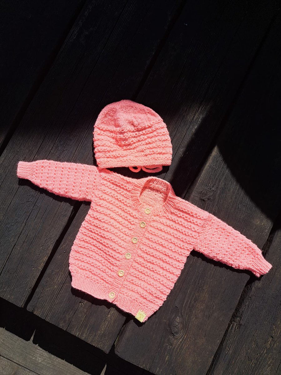 Knitted Cardigan & Bonnet