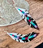 Colourful beadwork feather fringe earrings  - Image 4
