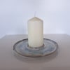 Off white ceramic pillar candle holder with candle