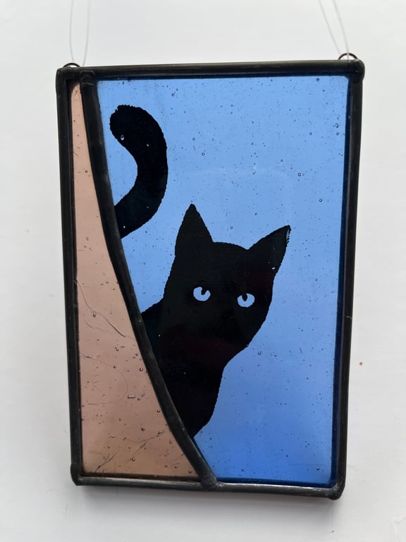 Stained Glass Screen Printed Cat Panel