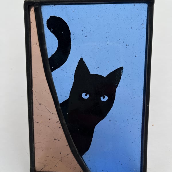 Stained Glass Screen Printed Cat Panel
