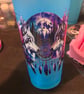 Handmade Blue glitter cold cup featuring watercolour wolf decal wrap - Image 2