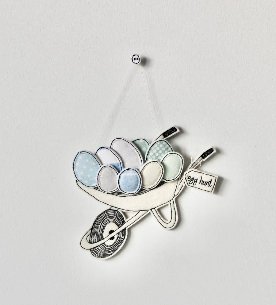 'Egg Hunt' Wheelbarrow Two - Hanging Decoration