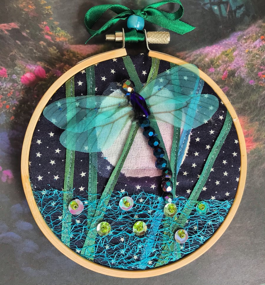 Dragonfly textile art