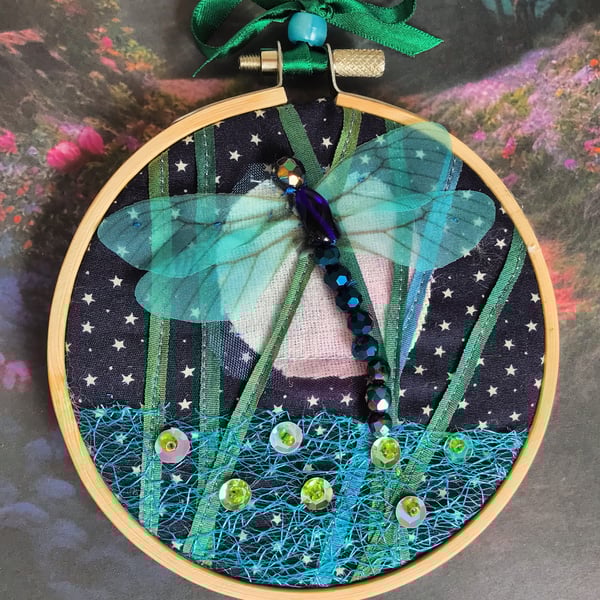 Dragonfly textile art
