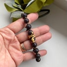 Lava Beads and Dragon decoration Men's bracelet 20cm