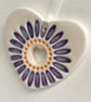 Small Ceramic heart decoration with purple daisy - Image 2
