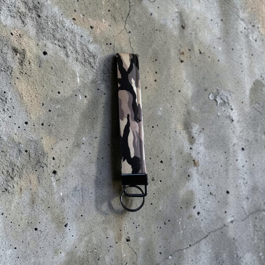 Handmade Wristlet in Grey Camouflage 