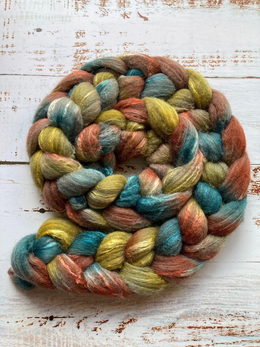 Grey Merino Silk Spinning fibre 145g Cinder Creek