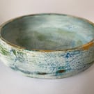 Hand painted wooden Bowl with silver foil rim. Bonbon dish. Decorative display 