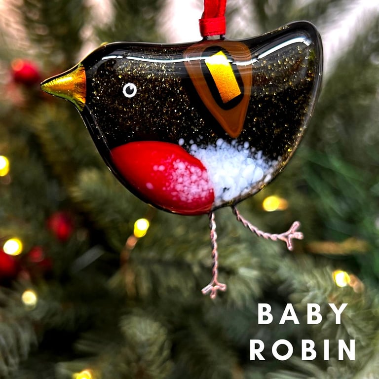 Sparkly Fused Glass BABY Robin