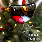 Sparkly Fused Glass BABY Robin