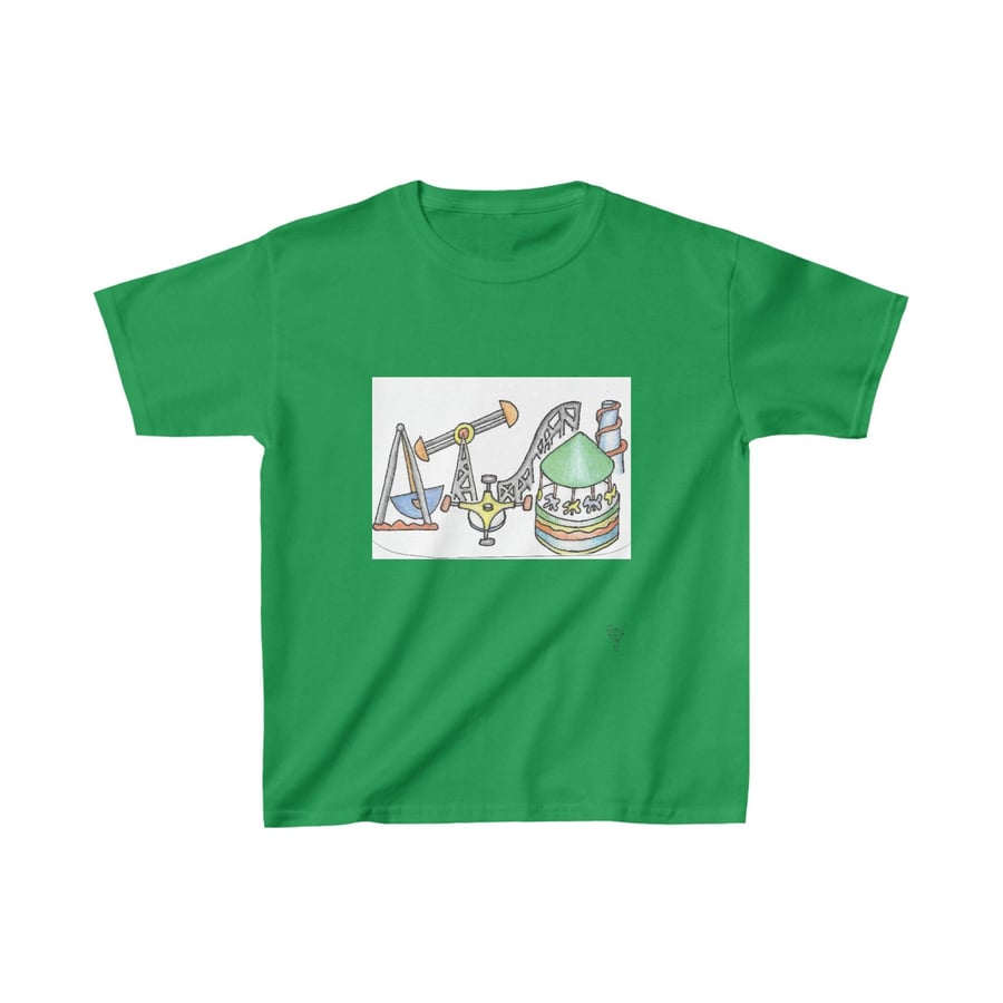 Fairground Rides Kids Heavy Cotton Tshirt by Bikabunny