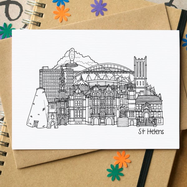 St Helens Skyline Greetings Card