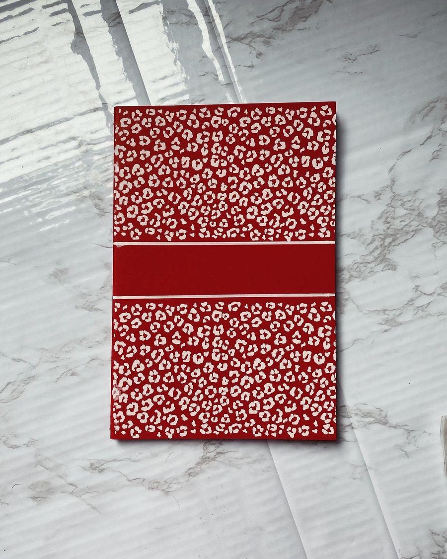 Red Animal Print A5 Handprinted Lined Notebook 