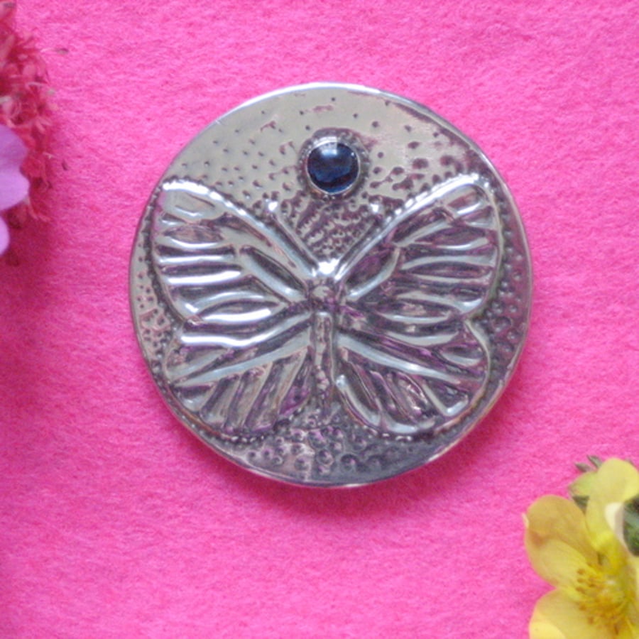 Butterfly brooch in silver pewter