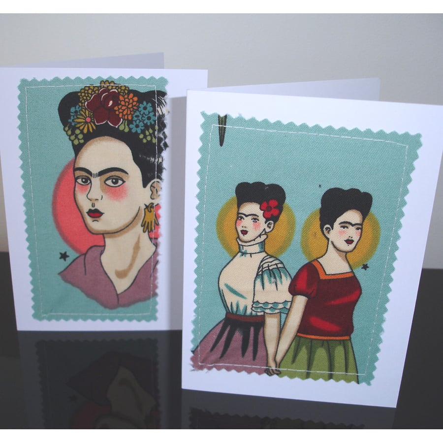 Frida Kahlo Cards Pack of 2 Sapphic Art Notelets Self-Portrait Mexican Artist