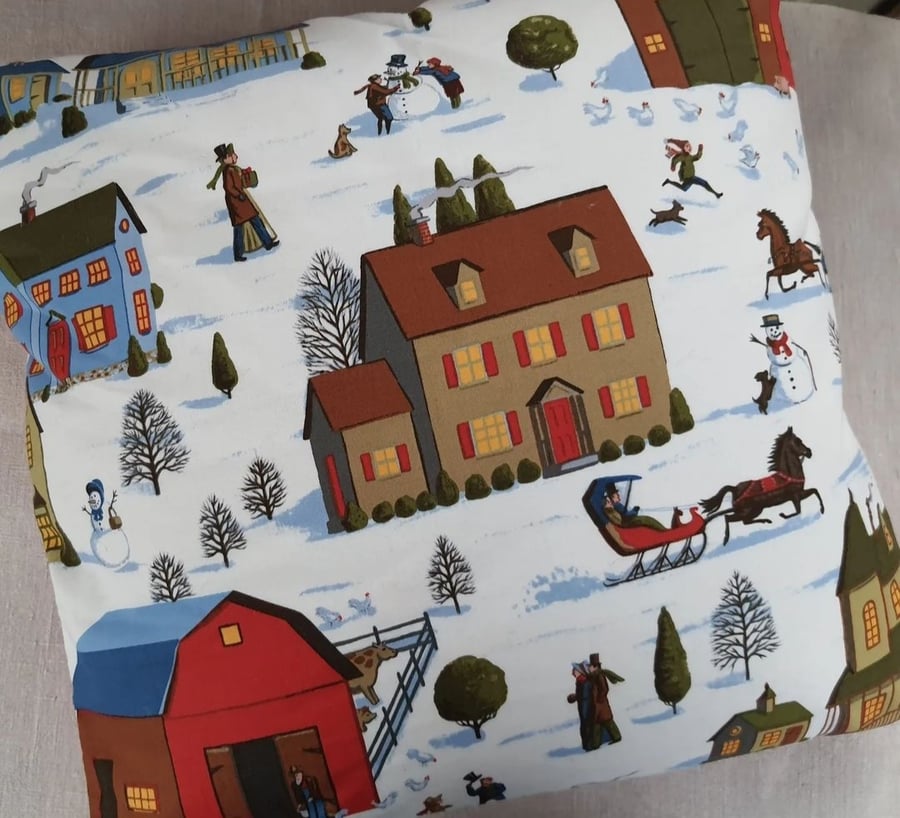 Vintage Fabric Christmas Cushion