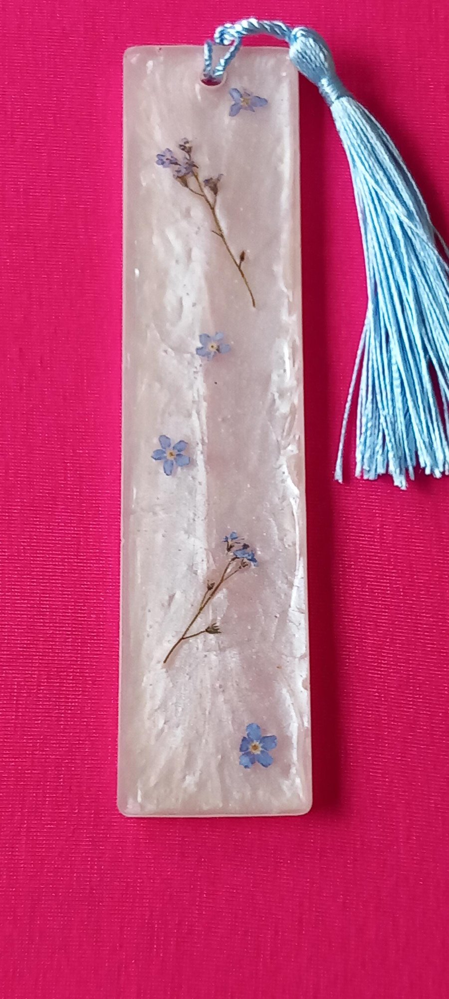 Dried Forget me not bookmark,Memorial gift, Dried flowers bookmark Englishgarden