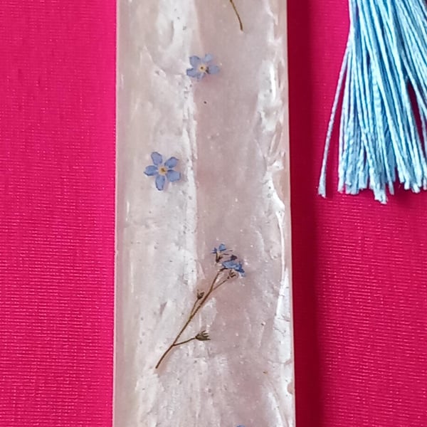 Dried Forget me not bookmark,Memorial gift, Dried flowers bookmark Englishgarden