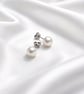 8mm Button Freshwater Pearl Sterling Silver Stud Earrings - Image 2