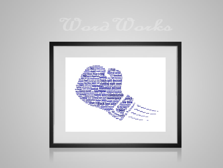 Personalised Boxer Boxing Blue Glove Design Word Art Gifts 