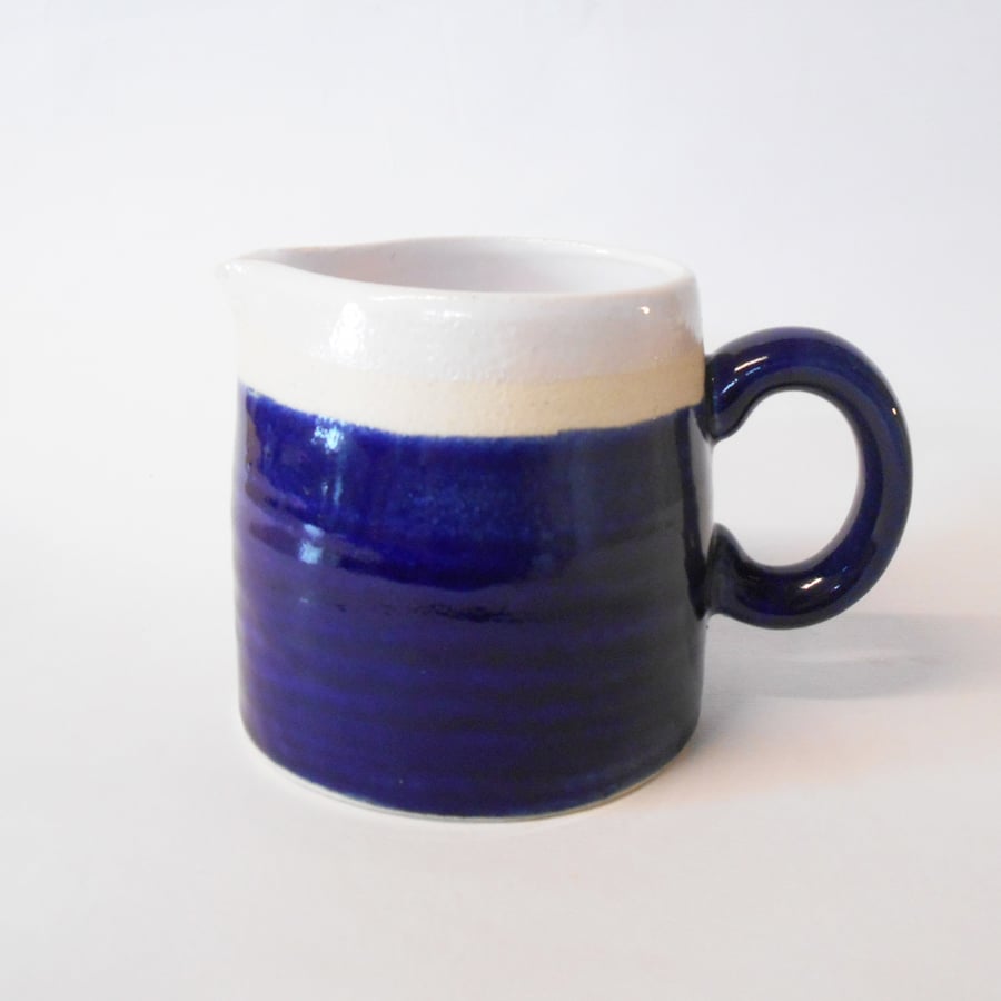  Jug Ceramic Navy Indigo Blue glazed Classic shape small for Cream.