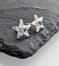 MONDAY BLUES SALE Star Swiss Blue Topaz Earrings, Handmade Urban Jewellery