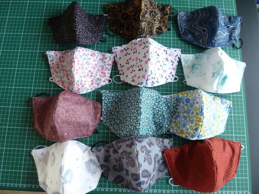 Triple Layer Face Coverings, Masks. Unisex,Washable, Reusable, Non Medical Grade