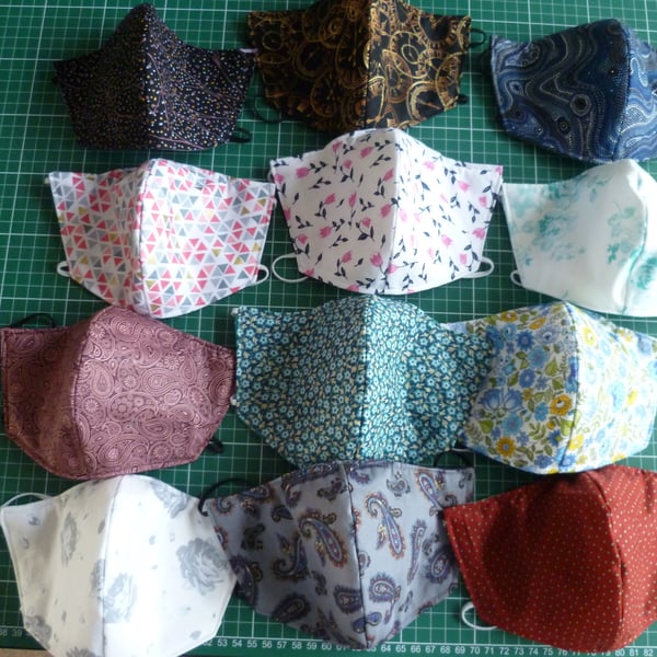 Triple Layer Face Coverings, Masks. Unisex,Washable, Reusable, Non Medical Grade