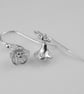 Sterling silver 9mm hanging flower drop earrings, on french wires