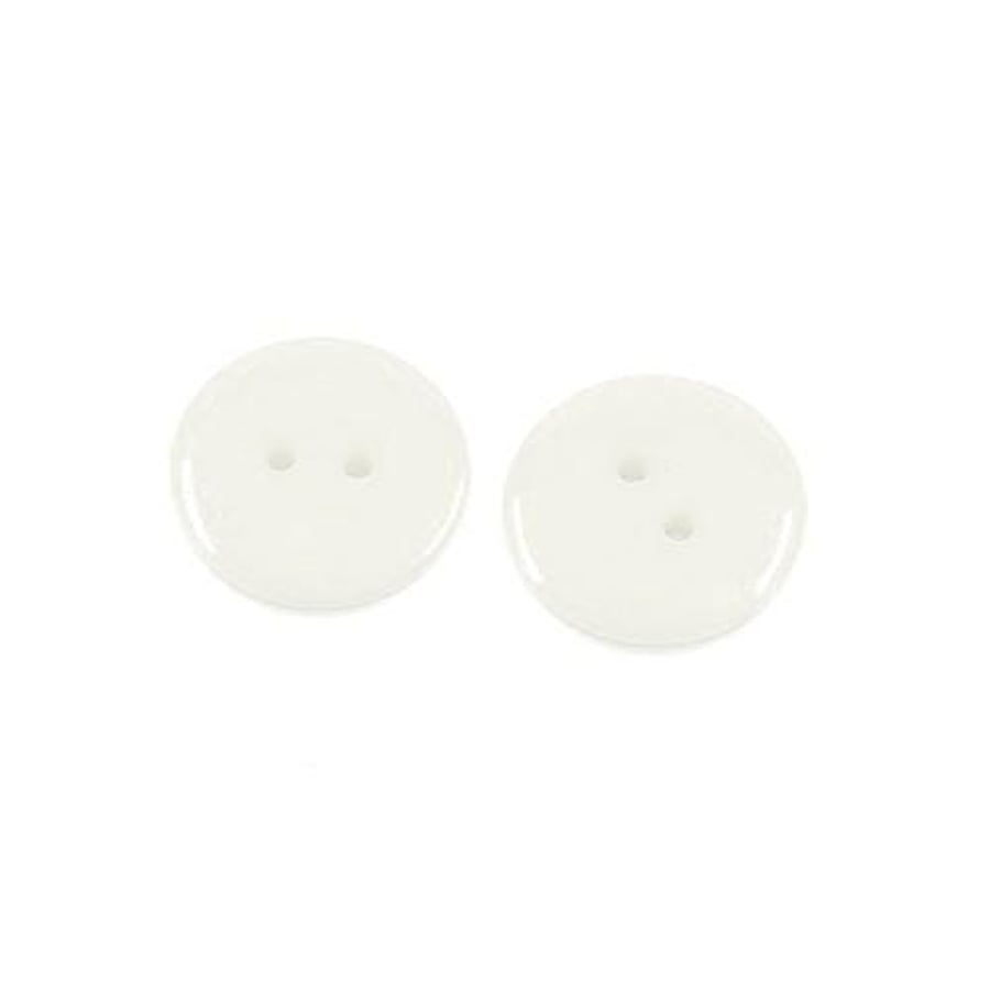 White Round Acrylic Buttons - 16mm, 2-Hole - Packet of 50 for Sewing and Craftin