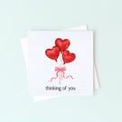 Heart Foil Balloons Card – Thinking of You, Sending Hugs, I Love You