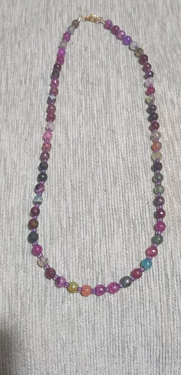 Natural Faceted Round Agate Necklace