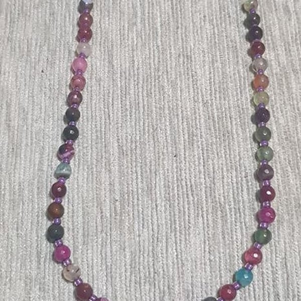 Natural Faceted Round Agate Necklace